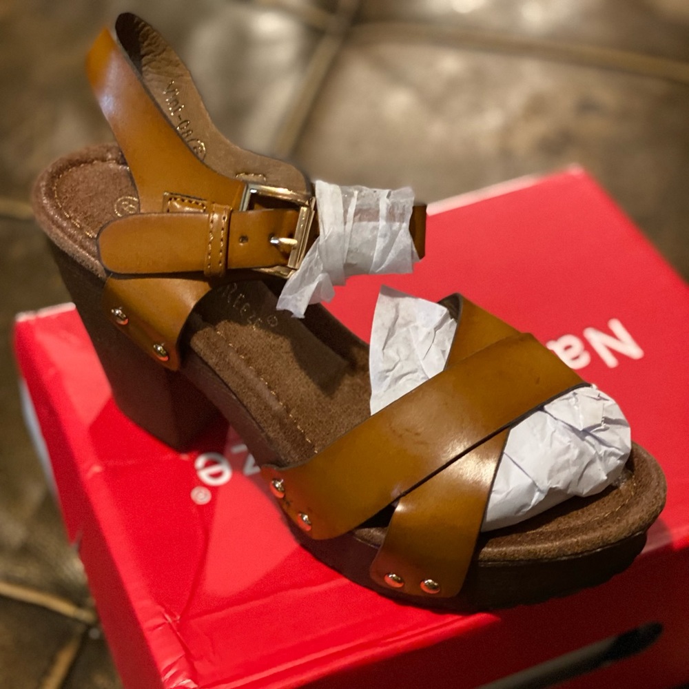 Tan Stud Accent Heeled Sandals